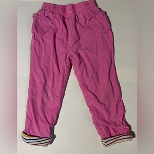 Mini Boden pink corduroy heart pocket stripe elastic 100% cotton Pants 3